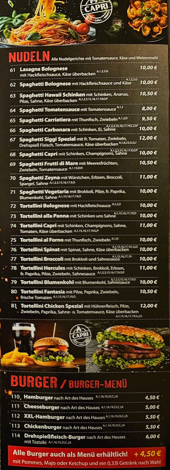 Speisekarte Capri Seite 4